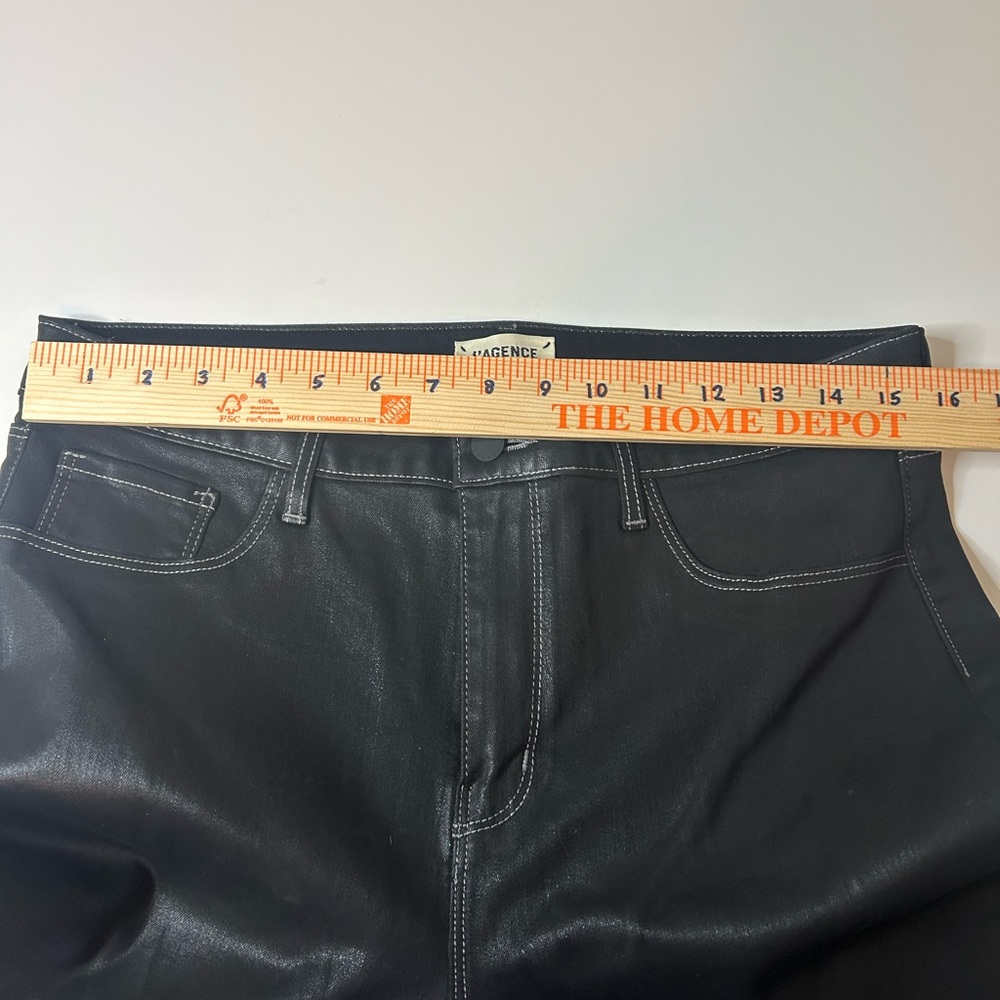 L’AGENCE women’s “Marguerite” coated black high rise skinny jeans size 32 - Picture 5 of 9